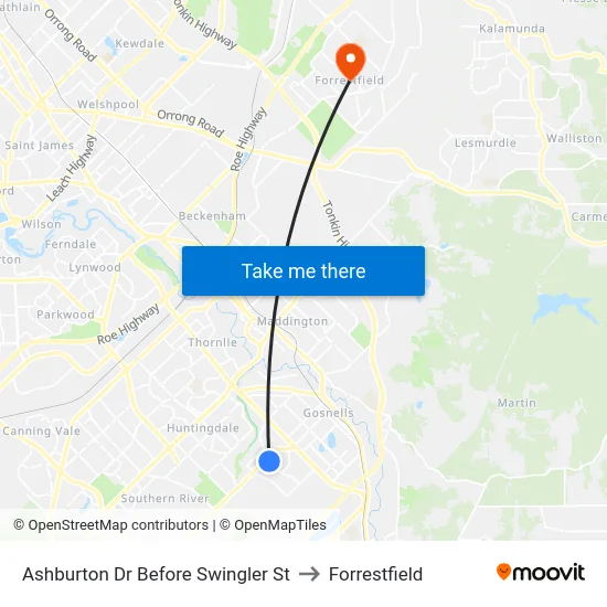 Ashburton Dr Before Swingler St to Forrestfield map