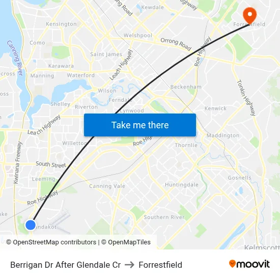 Berrigan Dr After Glendale Cr to Forrestfield map