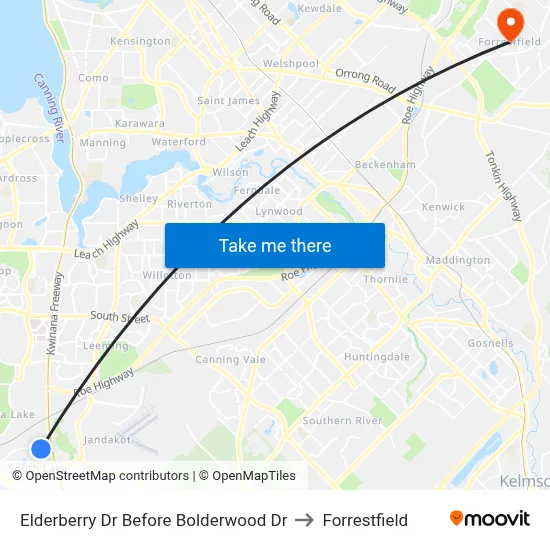 Elderberry Dr Before Bolderwood Dr to Forrestfield map