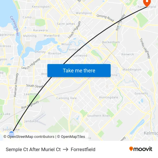 Semple Ct After Muriel Ct to Forrestfield map