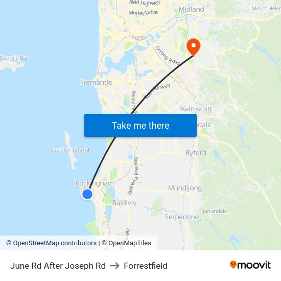 June Rd After Joseph Rd to Forrestfield map