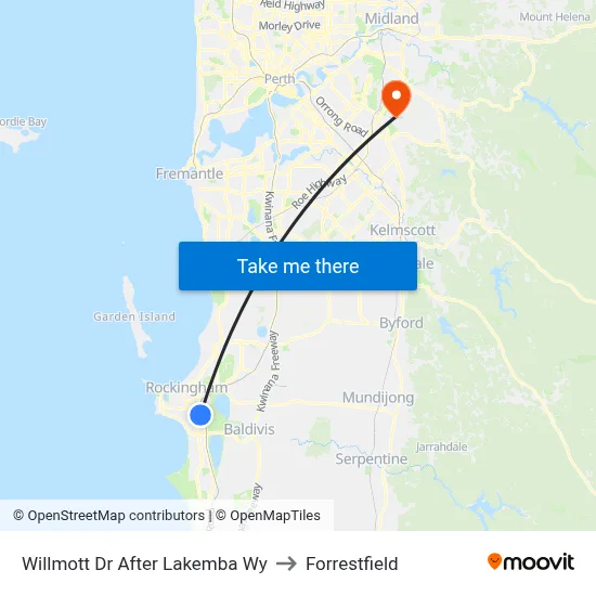 Willmott Dr After Lakemba Wy to Forrestfield map