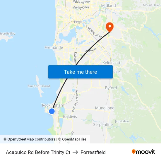 Acapulco Rd Before Trinity Ct to Forrestfield map