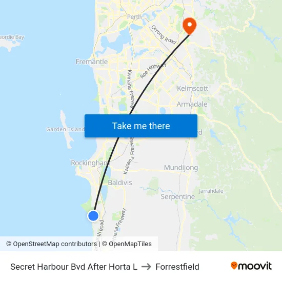 Secret Harbour Bvd After Horta L to Forrestfield map