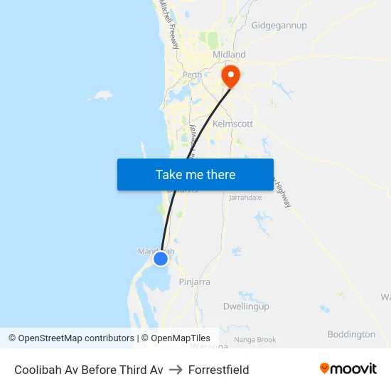 Coolibah Av Before Third Av to Forrestfield map