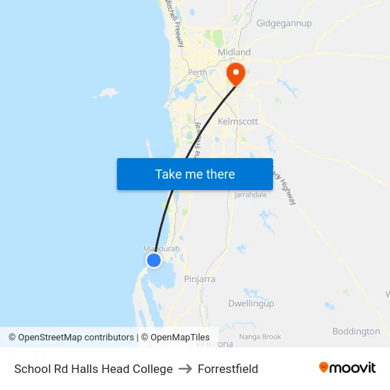 School Rd Halls Head College to Forrestfield map