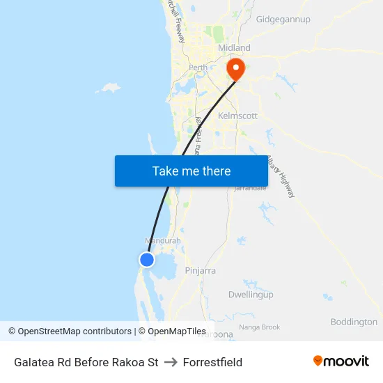 Galatea Rd Before Rakoa St to Forrestfield map