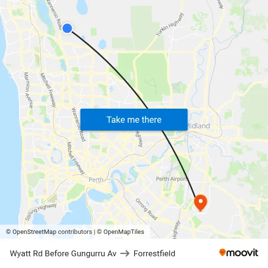 Wyatt Rd Before Gungurru Av to Forrestfield map