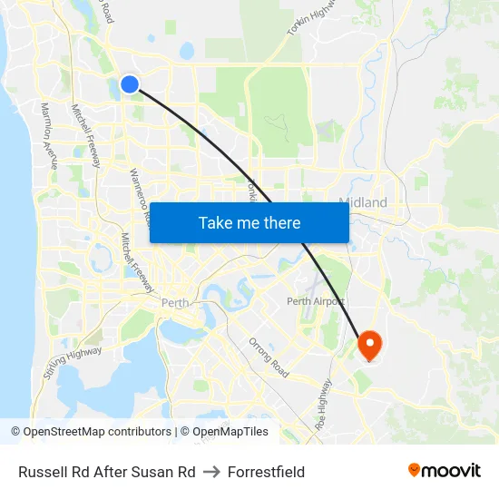 Russell Rd After Susan Rd to Forrestfield map