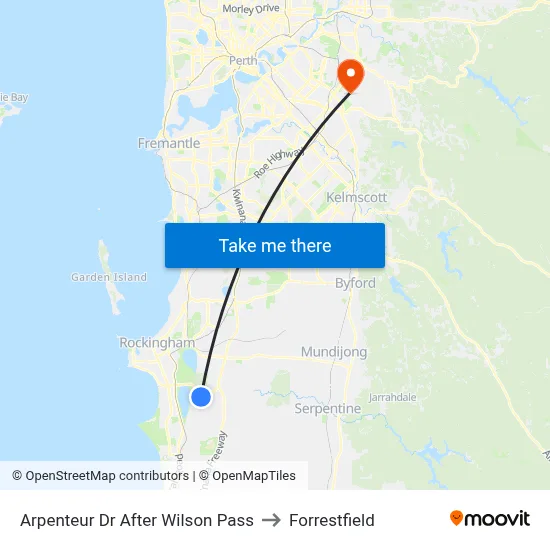 Arpenteur Dr After Wilson Pass to Forrestfield map