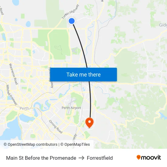 Main St Before the Promenade to Forrestfield map