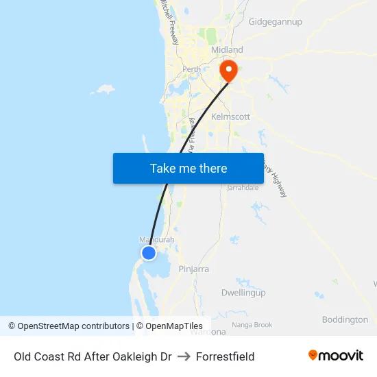 Old Coast Rd After Oakleigh Dr to Forrestfield map