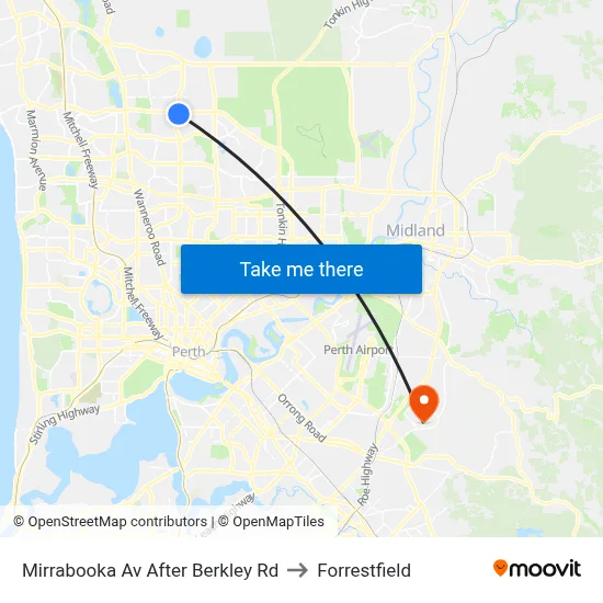Mirrabooka Av After Berkley Rd to Forrestfield map