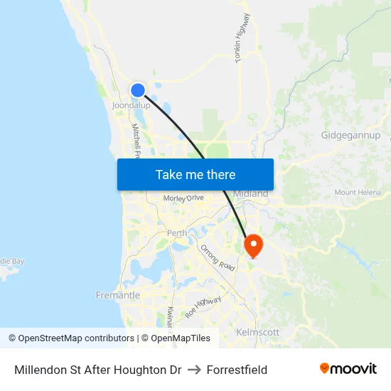 Millendon St After Houghton Dr to Forrestfield map