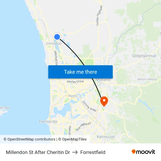 Millendon St After Cheritin Dr to Forrestfield map