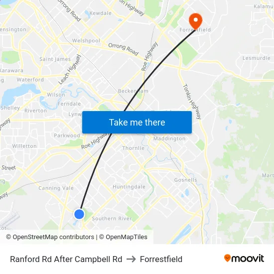 Ranford Rd After Campbell Rd to Forrestfield map
