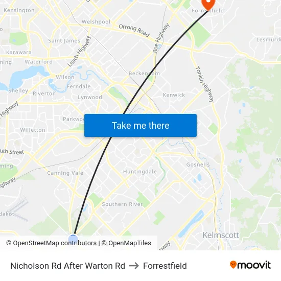 Nicholson Rd After Warton Rd to Forrestfield map