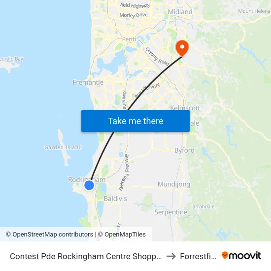 Contest Pde Rockingham Centre Shopping Ctr to Forrestfield map