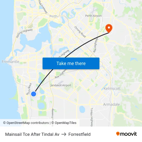Mainsail Tce After Tindal Av to Forrestfield map