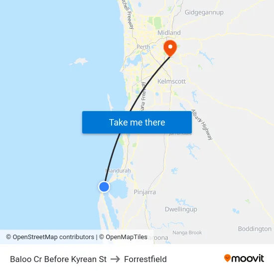 Baloo Cr Before Kyrean St to Forrestfield map