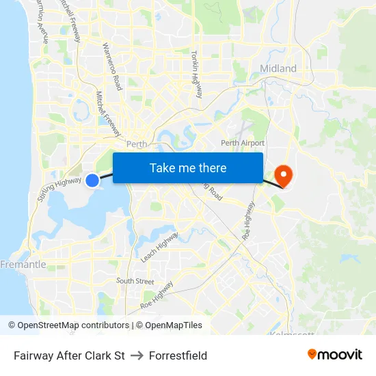 Fairway   After Clark St to Forrestfield map