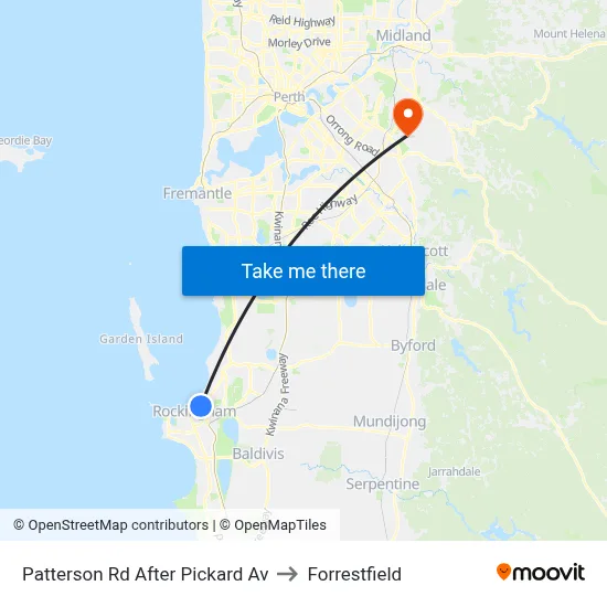 Patterson Rd After Pickard Av to Forrestfield map