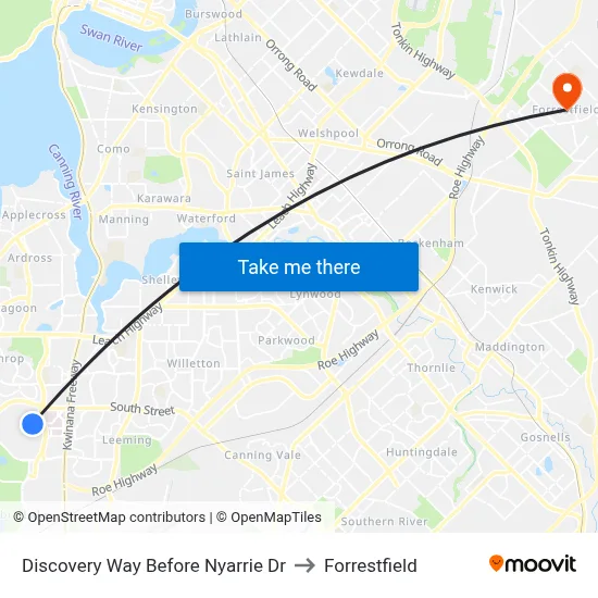 Discovery Way Before Nyarrie Dr to Forrestfield map