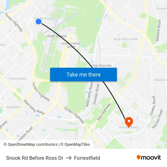 Snook Rd Before Ross Dr to Forrestfield map