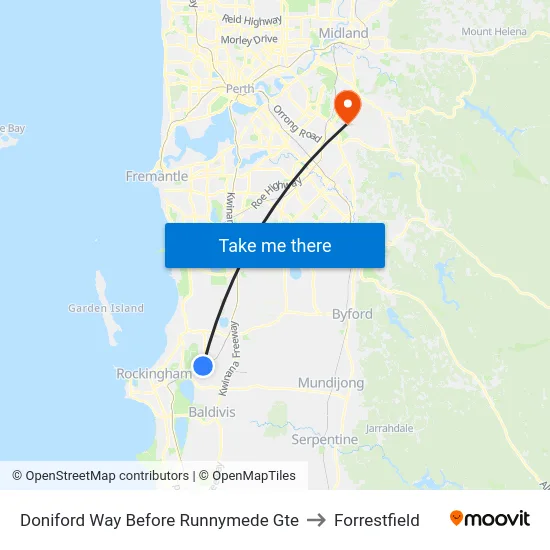 Doniford Way Before Runnymede Gte to Forrestfield map