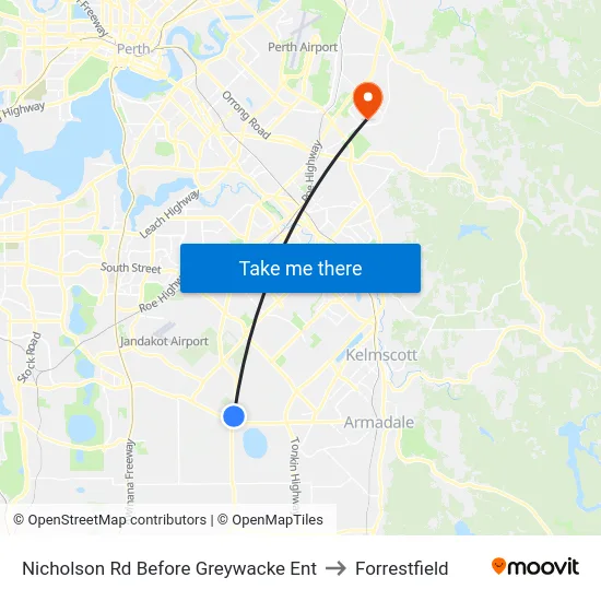Nicholson Rd Before Greywacke Ent to Forrestfield map
