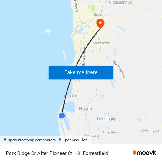 Park Ridge Dr After Pioneer Ct to Forrestfield map