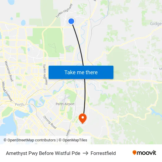 Amethyst Pwy Before Wistful Pde to Forrestfield map