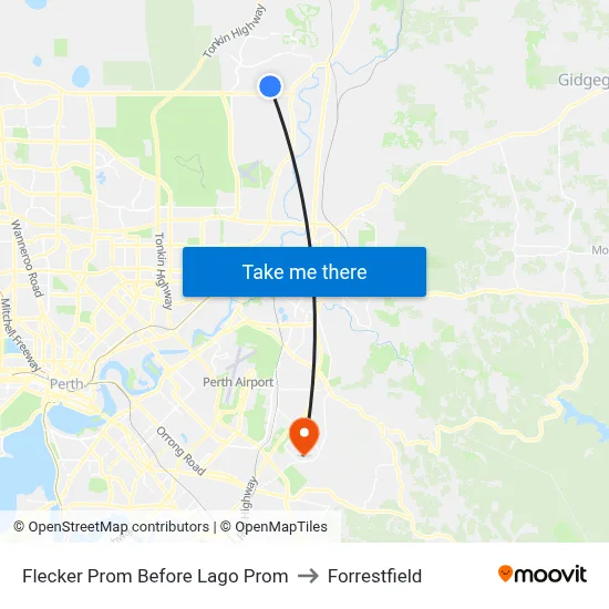 Flecker Prom Before Lago Prom to Forrestfield map