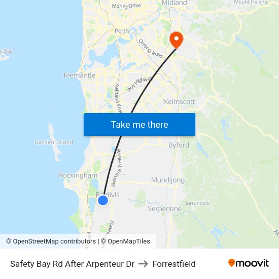 Safety Bay Rd After Arpenteur Dr to Forrestfield map