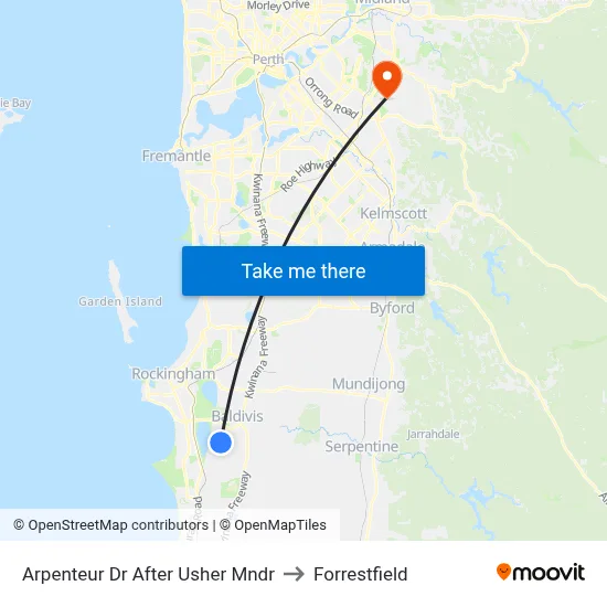 Arpenteur Dr After Usher Mndr to Forrestfield map