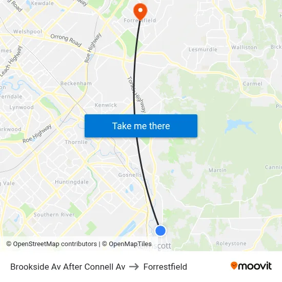 Brookside Av After Connell Av to Forrestfield map
