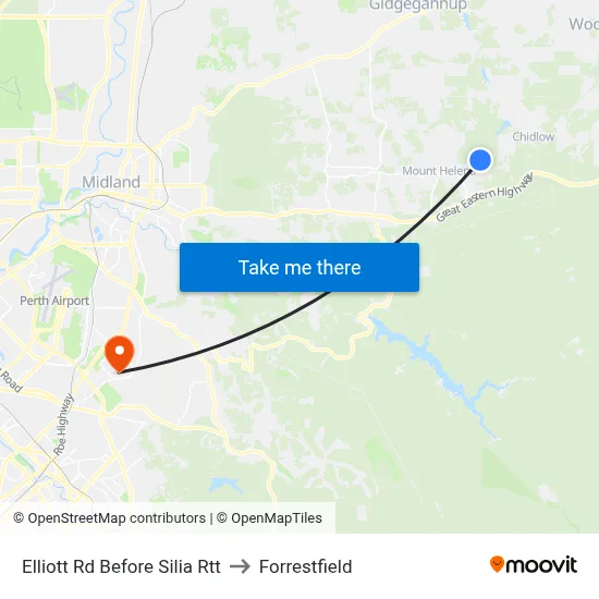 Elliott Rd Before Silia Rtt to Forrestfield map