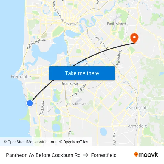 Pantheon Av Before Cockburn Rd to Forrestfield map