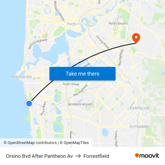 Orsino Bvd After Pantheon Av to Forrestfield map