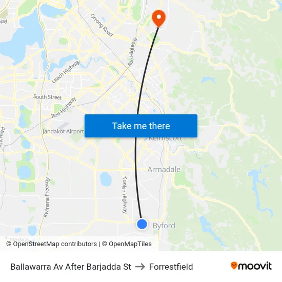 Ballawarra Av After Barjadda St to Forrestfield map