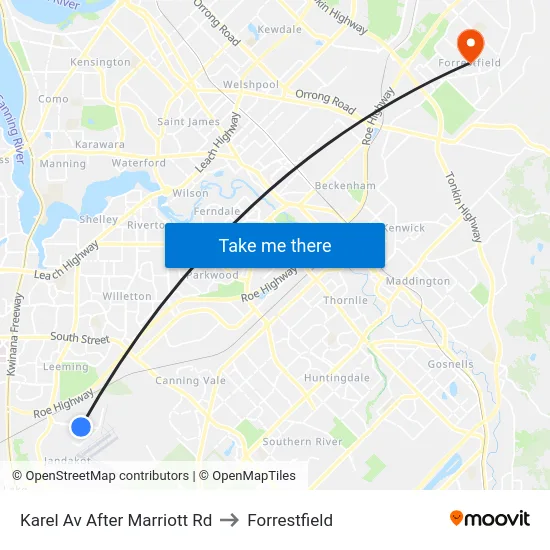 Karel Av After Marriott Rd to Forrestfield map