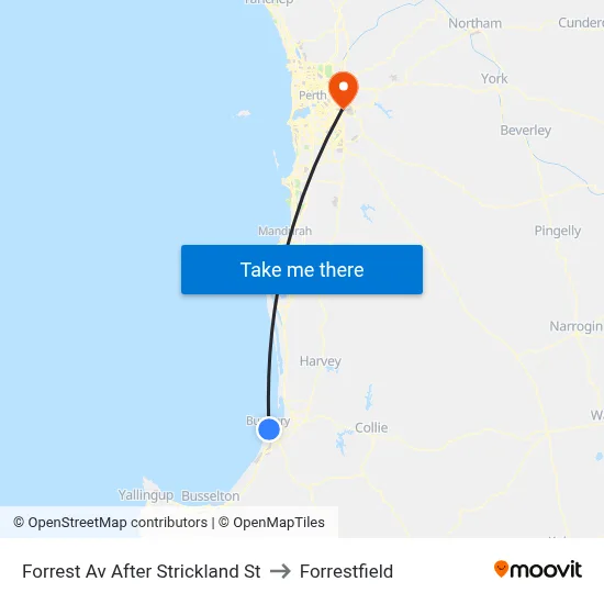 Forrest Av After Strickland St to Forrestfield map