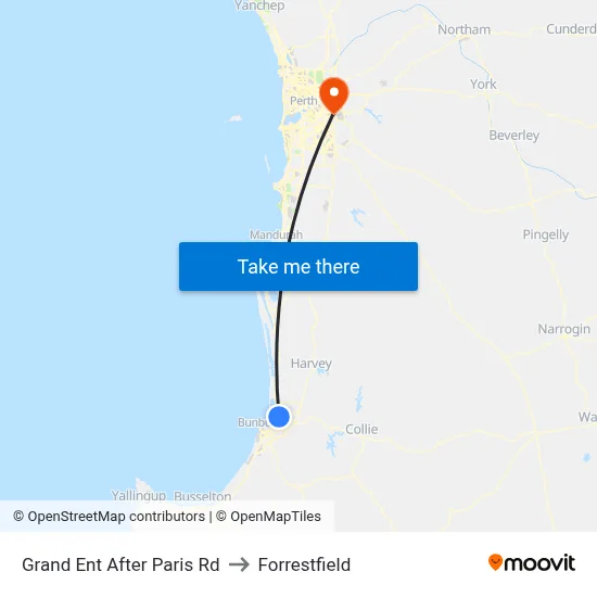 Grand Ent After Paris Rd to Forrestfield map