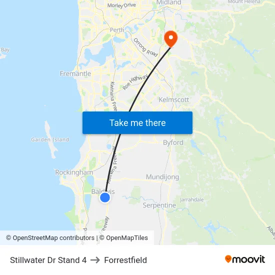 Stillwater Dr Stand 4 to Forrestfield map