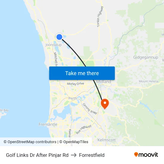 Golf Links Dr After Pinjar Rd to Forrestfield map