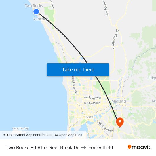 Two Rocks Rd After Reef Break Dr to Forrestfield map