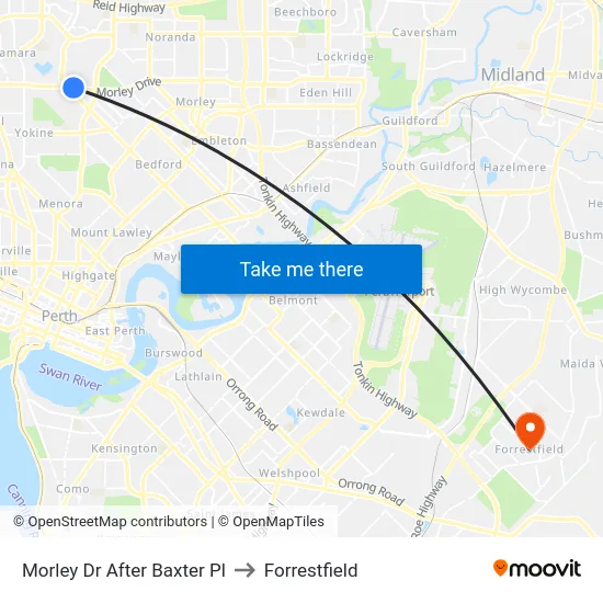 Morley Dr After Baxter Pl to Forrestfield map