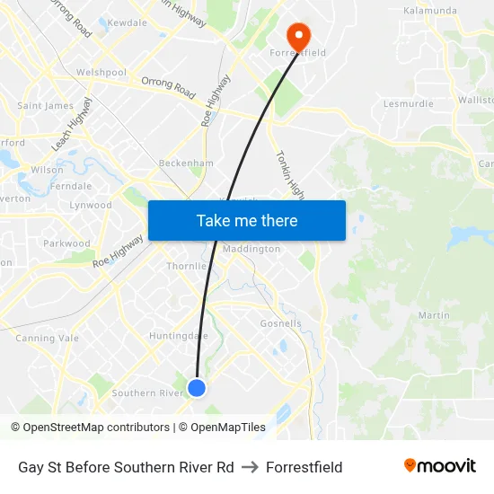 Gay St Before Southern River Rd to Forrestfield map