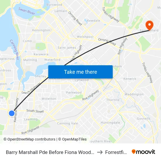 Barry Marshall Pde Before Fiona Wood Rd to Forrestfield map