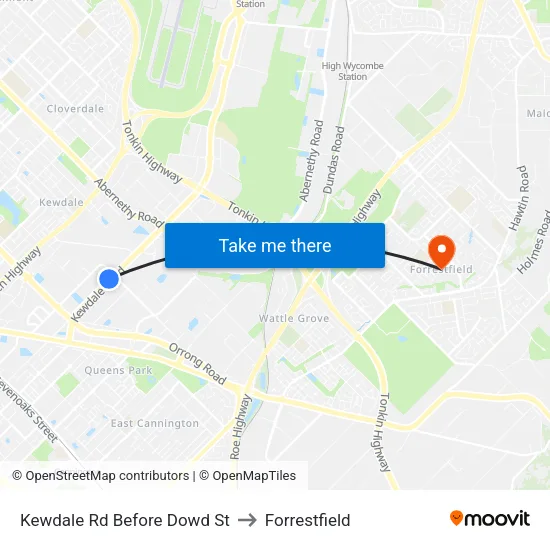 Kewdale Rd Before Dowd St to Forrestfield map